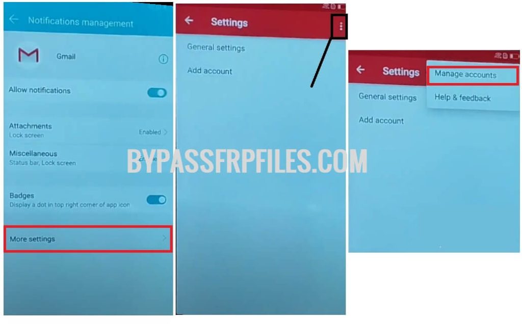 Click Manage Accounts to FRP Honor 9 Lite Bypass (EMUI 9.1) Unlock Google - Without PC