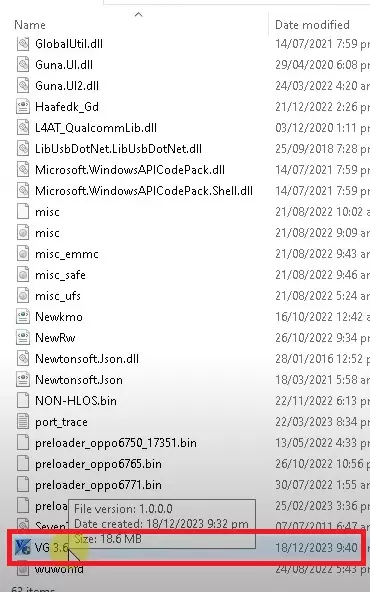 Exécutez l'outil VG V3.6