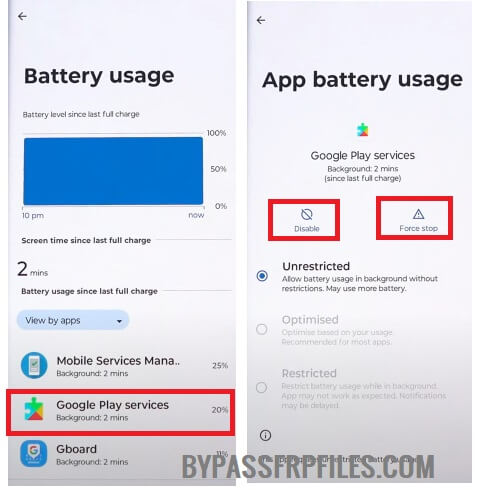Disable Google Play Services