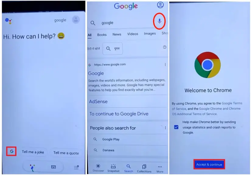 Open Chrome to Freeyond FRP Bypass Android 12 Unlock Google Verification Without PC