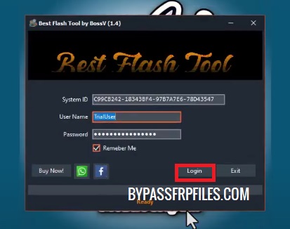 Login Best Flash Tool BFT by BossV (Miracle Team)