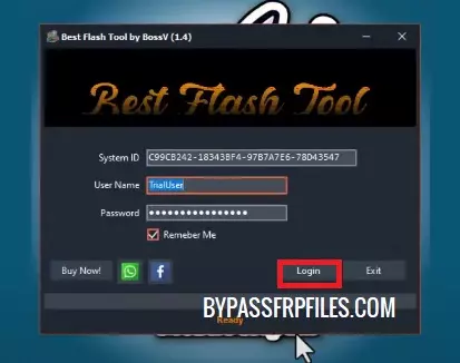 Login Best Flash Tool BFT by BossV (Miracle Team)