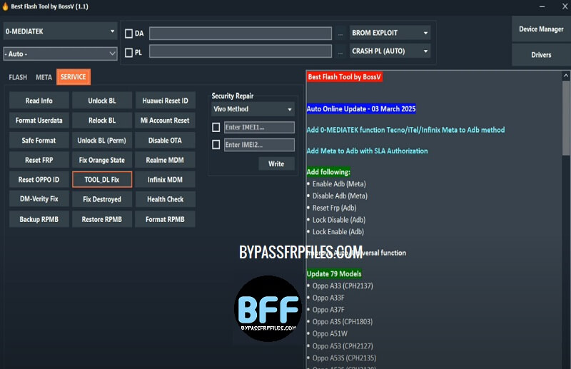 Run Best Flash Tool BFT by BossV (Miracle Team)