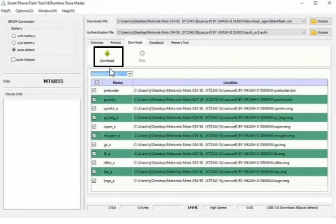 Start flashing to Motorola Moto FRP File (Motorola Moto Edge 40 Neo 5G XT2307-1 FRP File Bypass)