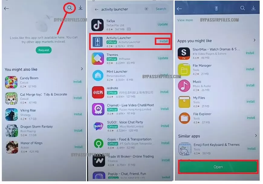 Installer Activity Launcher sur Xiaomi Poco/Redmi pour contourner le verrouillage du compte FRP (Android 15)