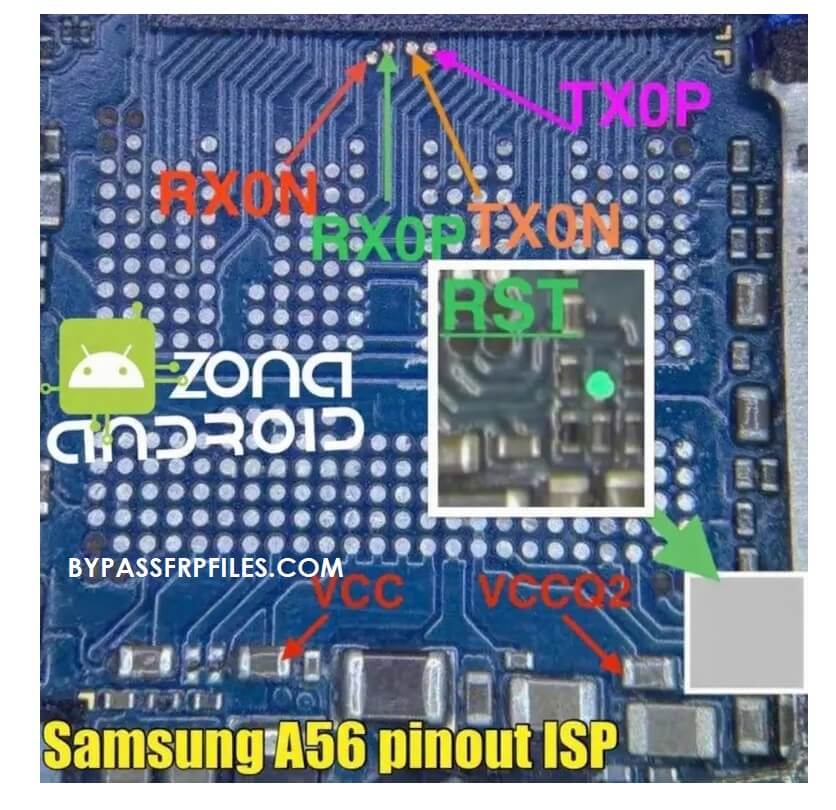 Samsung A56 SM-A566B/E UFS ISP pinout