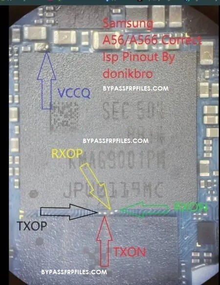 Samsung A56 SM-A566B/E UFS ISP pinout