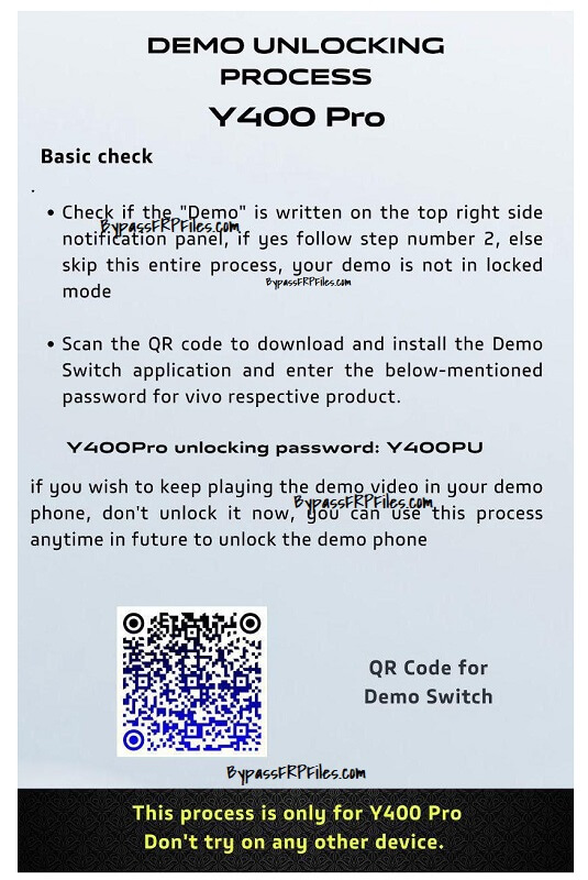 Vivo Y400 Pro Demo Mode Unlock (Free Code)
