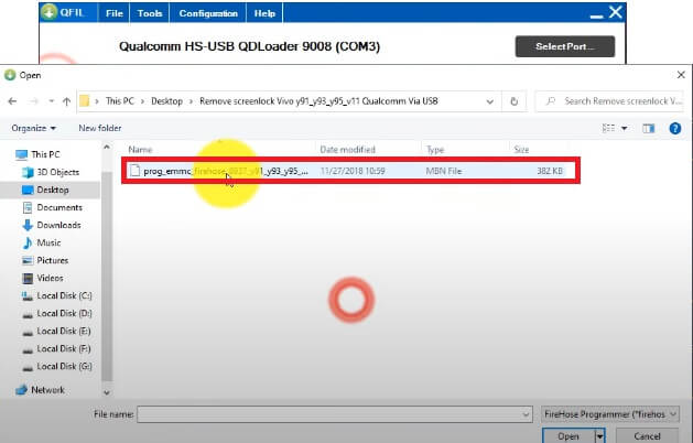 Select ProgUFS file to Vivo Y11 (1906) Pin, Pattern & Password Remove Without Box (Free File)