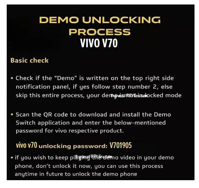 Vivo V70 & V70 Elite Demo Mode Unlock Code (Free)