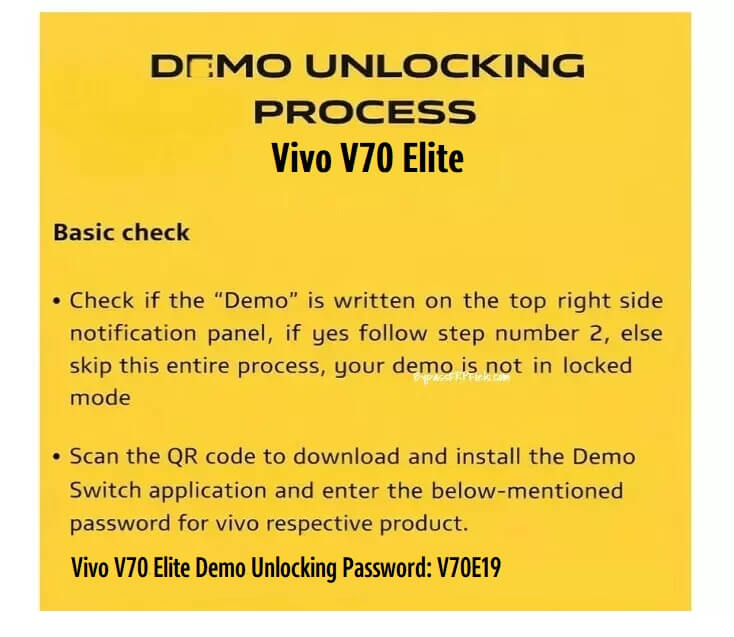 Vivo V70 & V70 Elite Demo Mode Unlock Code (Free)