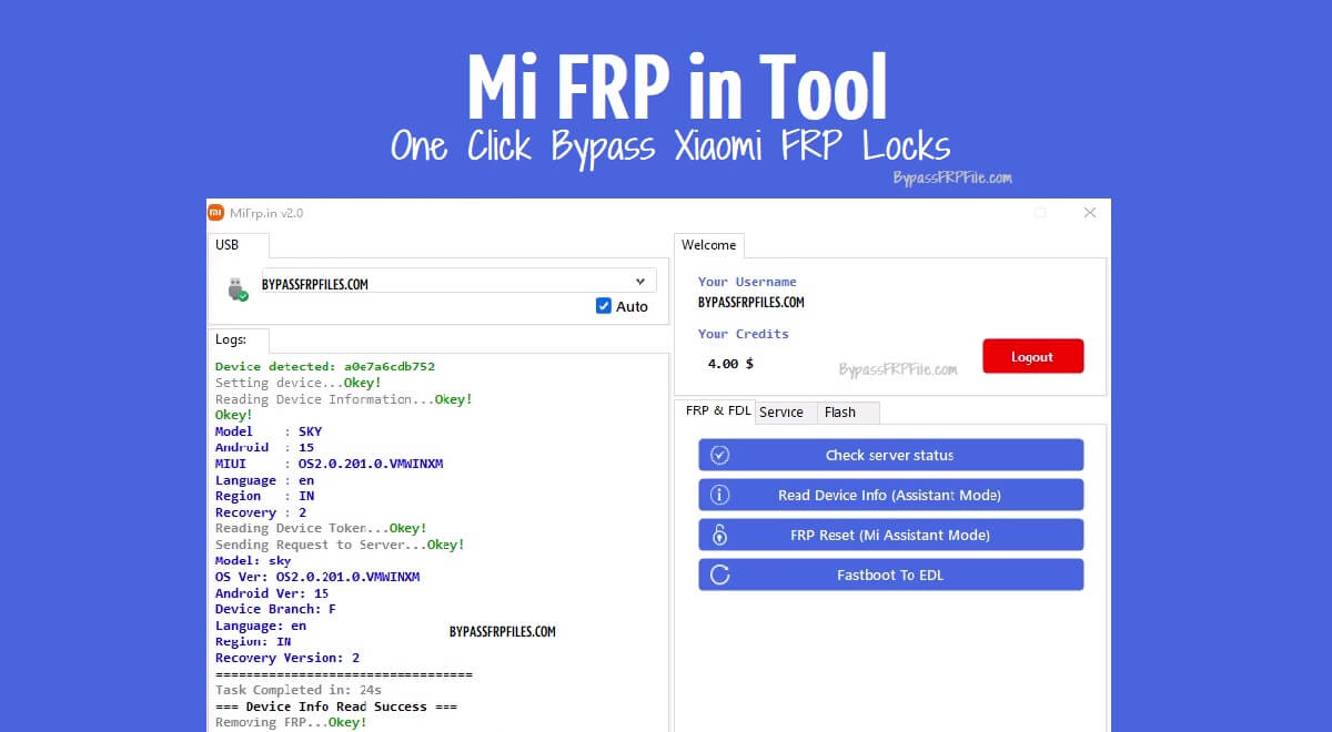 Mi FRP टूल डाउनलोड करें - एक क्लिक में Xiaomi FRP लॉक को बायपास करें
